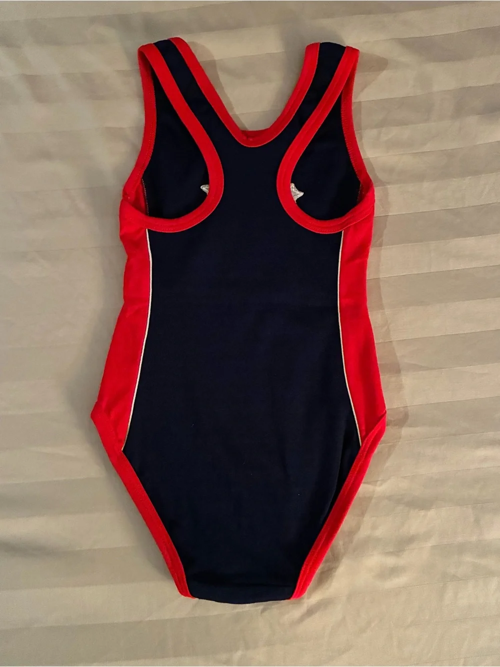 Vintage Girls Miss Lana Kids Navy and Red USA One-Piece Patriotic Swimsuit Sz 5